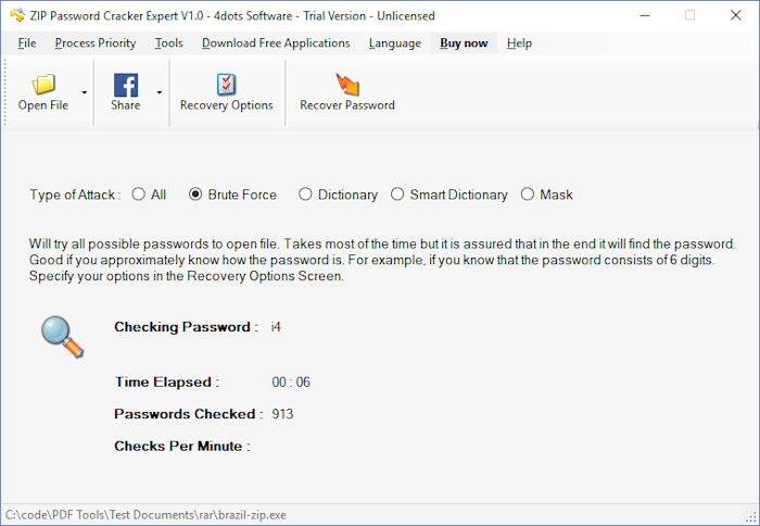 use zip password recovery professional